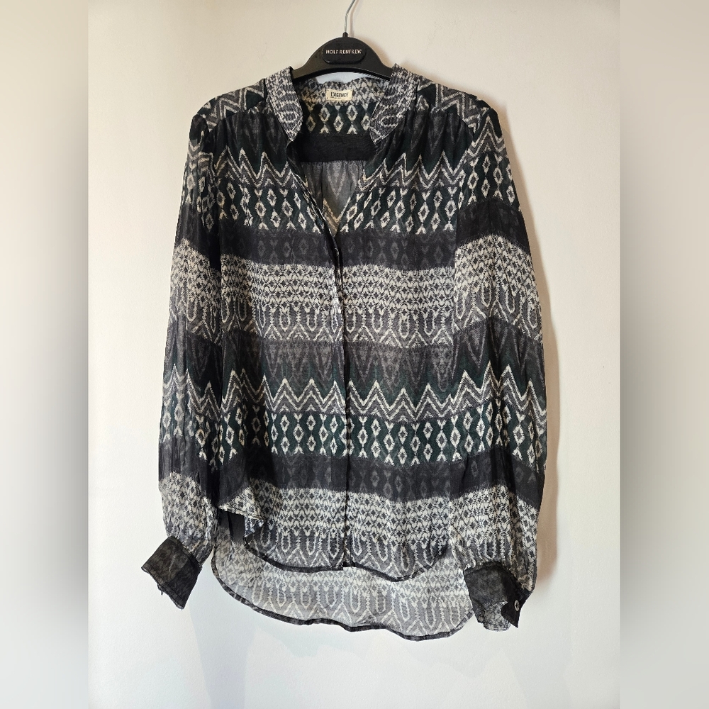 L'AGENCE Sheer Patterned Blouse Size 2